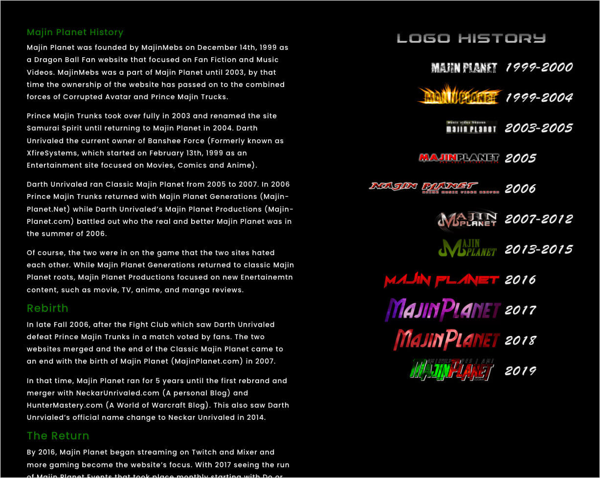 Majin Planet logo history