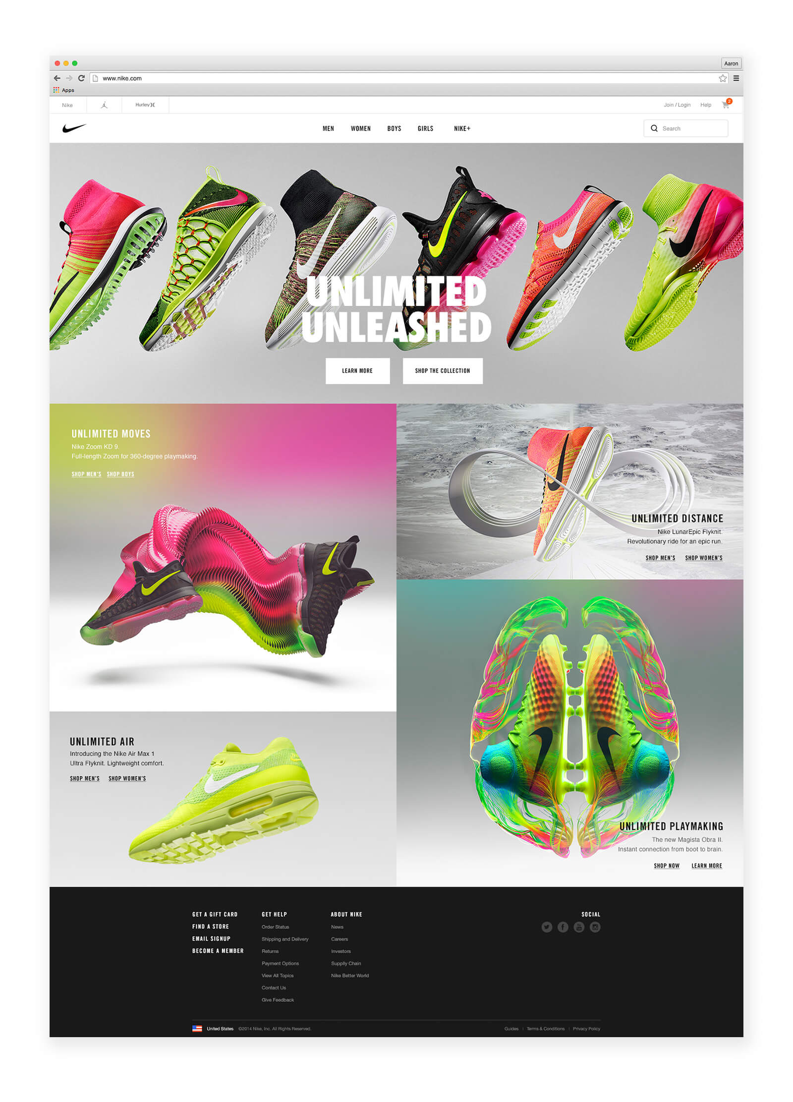 Nike.com homepage update