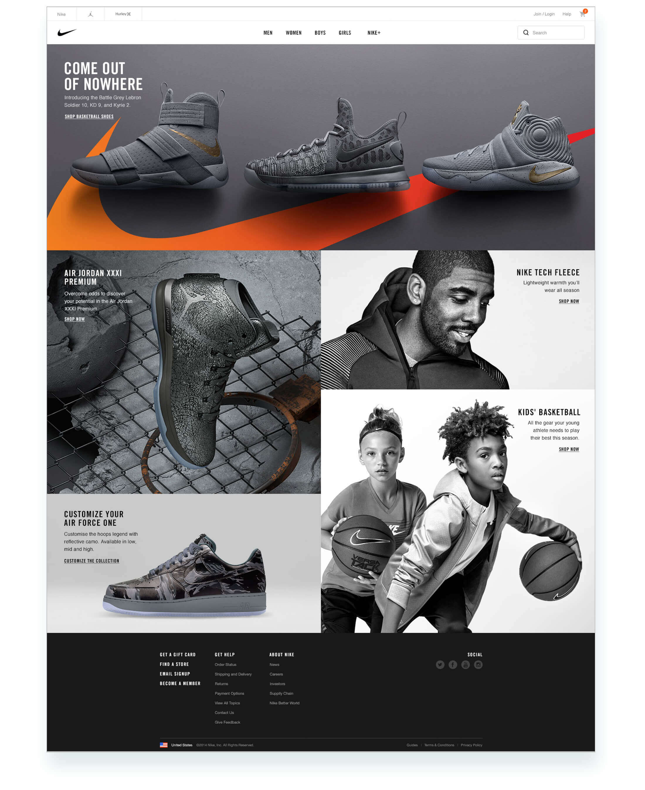 Nike.com homepage update