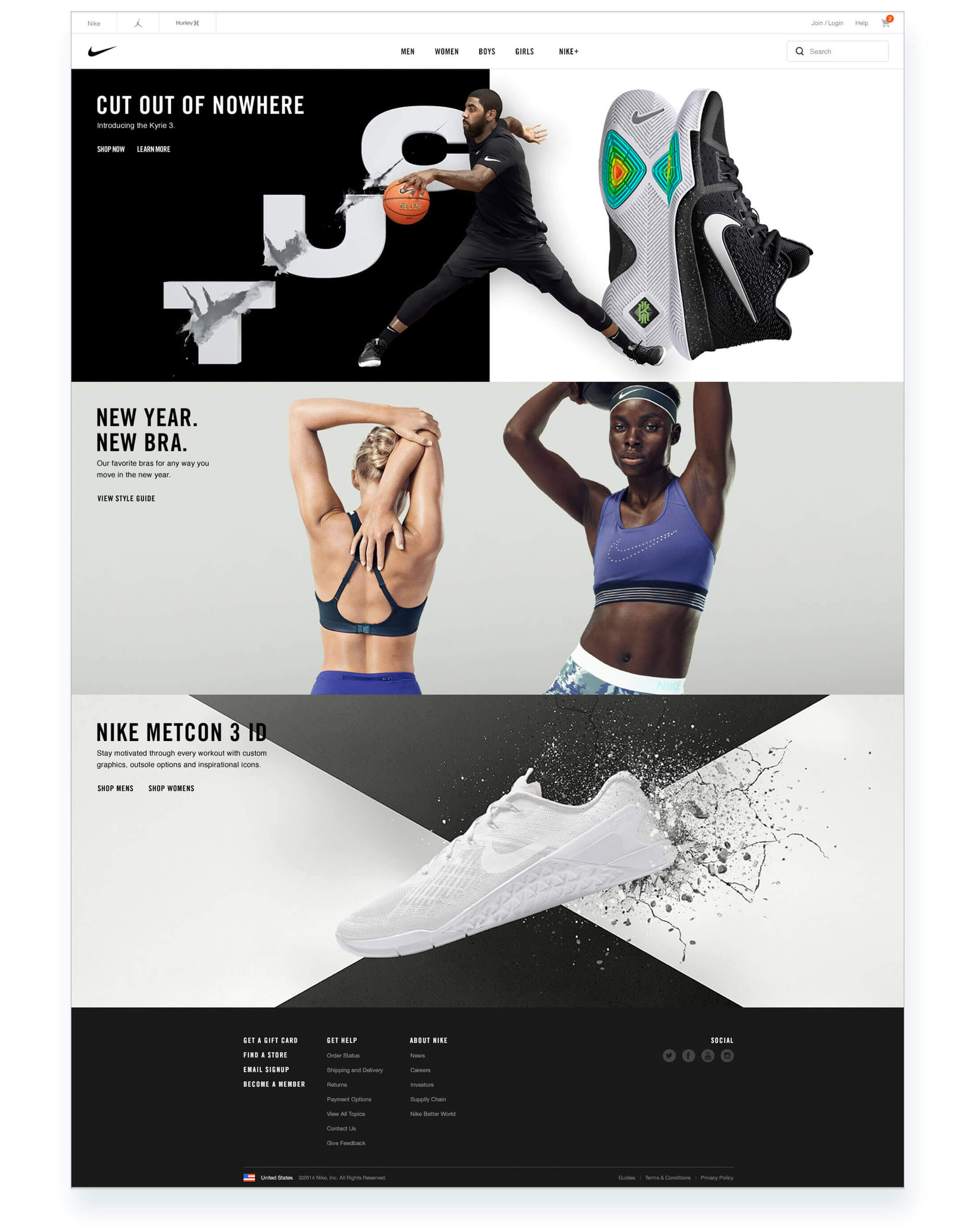 Nike.com homepage update